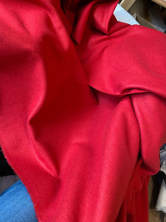 Fire Engine Red Wool Poly Blend Coating