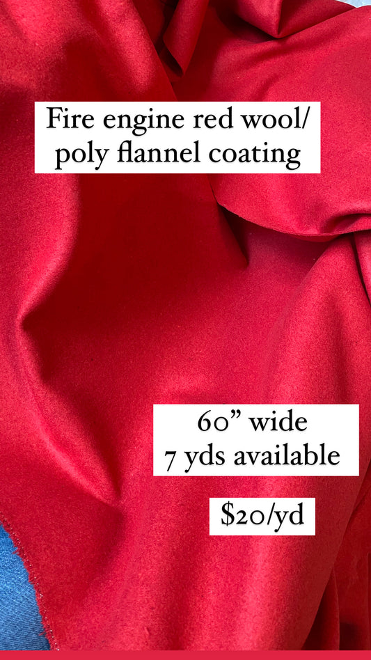 Fire Engine Red Wool Poly Blend Coating