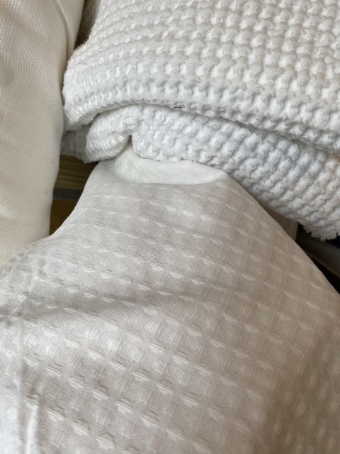 White Linen Waffle Weave Fabric